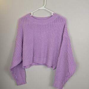 Cropped Sweater Lavendar Purple Open Knit Acrylic XS Sexy Gorpcore Hiking Party